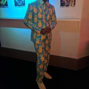 Pineapple printed suit with stoned in crystals